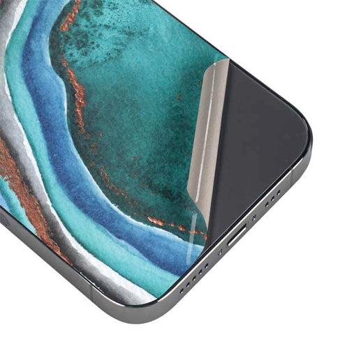 Turquoise Watercolor Geode iPhone 16 Pro Skin